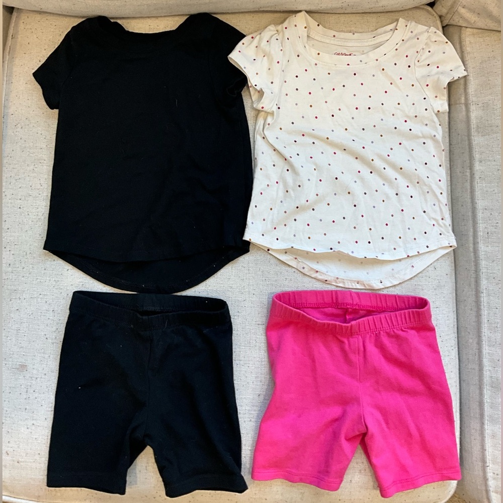Cat & Jack Black shorts and Black Top Set with Pink Shorts and Polka Dot Top Set